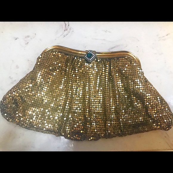 ♥️1950s Whiting Davis Vintage Gold Mesh Clutch♥️ - Picture 4 of 9